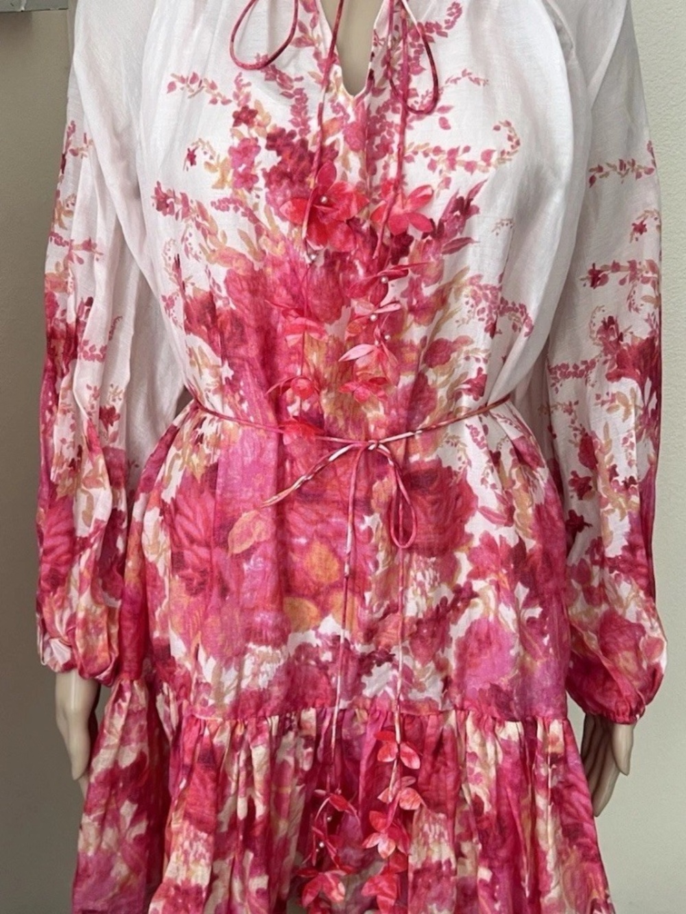 ZIMMERMANN High Tide Lantern Mini Dress $1,100 Floral Ruffle Tiered 0 AU - US 4 - Picture 7 of 12